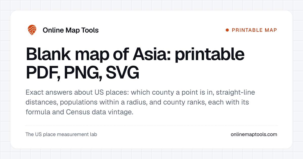 Blank map of Asia: printable PDF, PNG, SVG