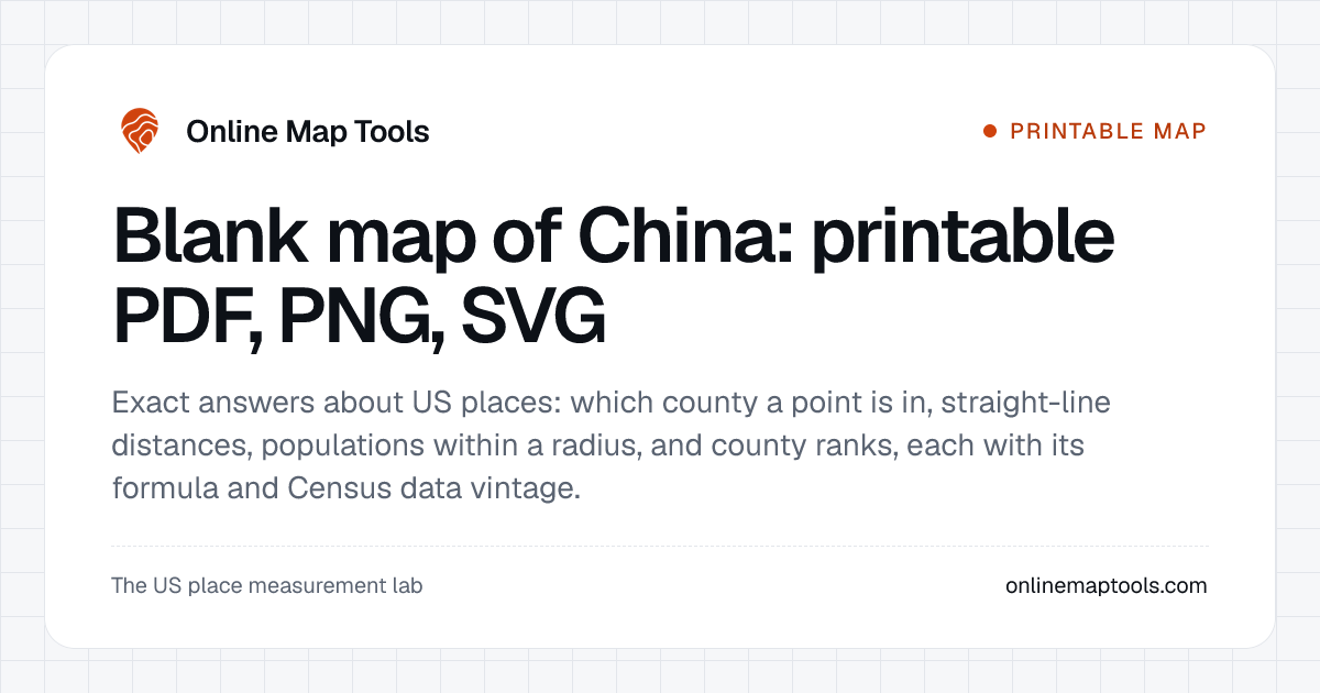 Blank map of China: printable PDF, PNG, SVG